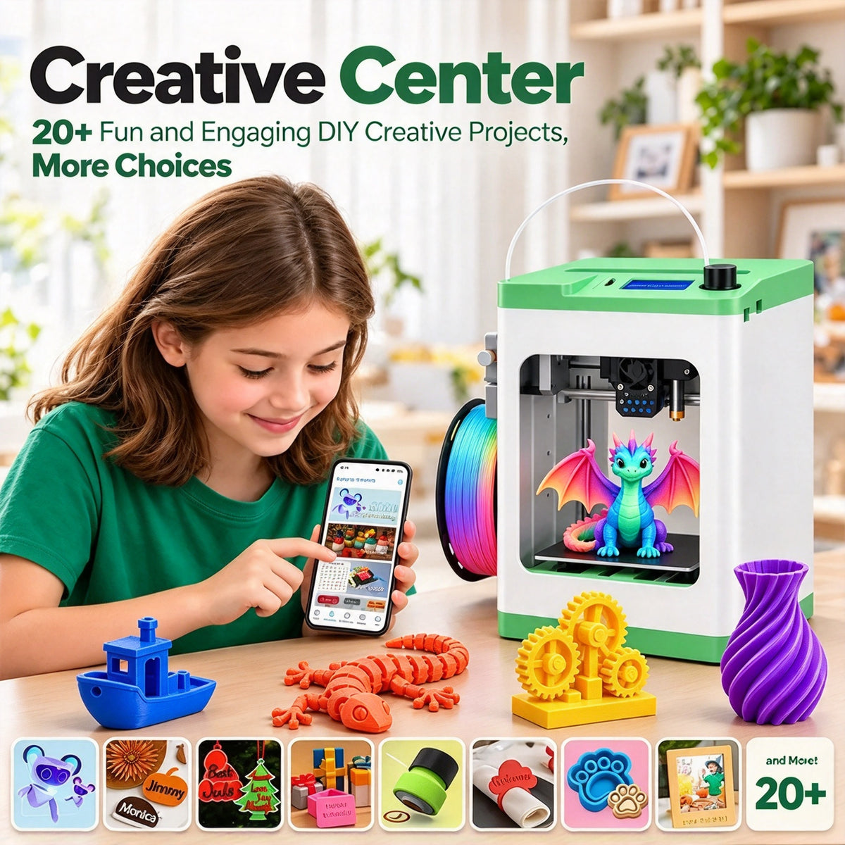 🎁 Kids' Mini 3D Printer – Fully Assembled, Beginner-Friendly 3D Printing Machine with 3,500+ Preloaded Models
