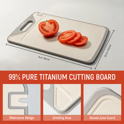 2-in-1 Double-Sided Cutting Board – Stainless Steel & PP, Separate Meat & Veggie Prep Surfaces, Built-In Garlic Grinder, Deep Juice Groove & Easy-Clean Design