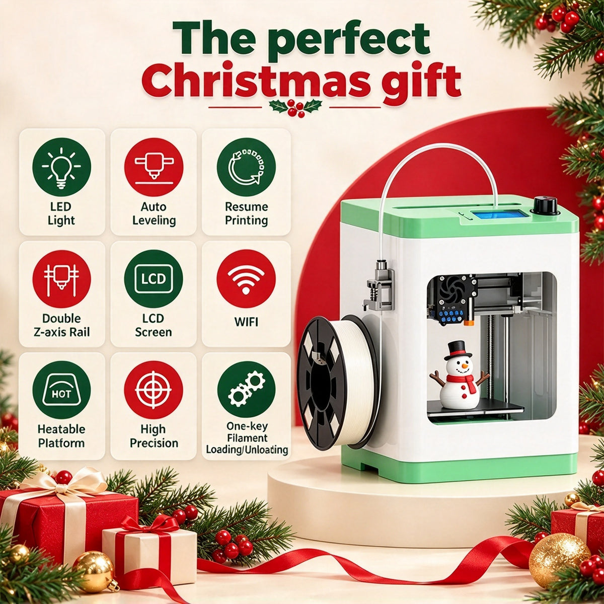 🎁 Kids' Mini 3D Printer – Fully Assembled, Beginner-Friendly 3D Printing Machine with 3,500+ Preloaded Models