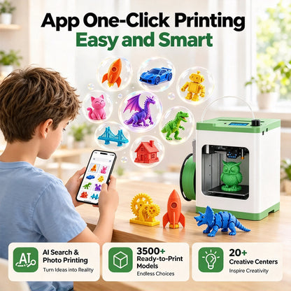 🎁 Kids' Mini 3D Printer – Fully Assembled, Beginner-Friendly 3D Printing Machine with 3,500+ Preloaded Models