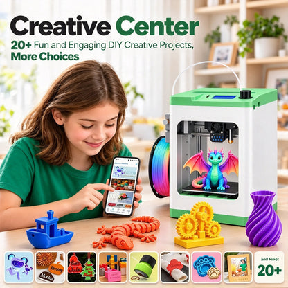 🎁 Kids' Mini 3D Printer – Fully Assembled, Beginner-Friendly 3D Printing Machine with 3,500+ Preloaded Models