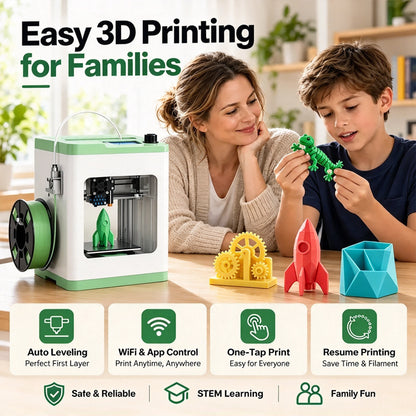 🎁 Kids' Mini 3D Printer – Fully Assembled, Beginner-Friendly 3D Printing Machine with 3,500+ Preloaded Models
