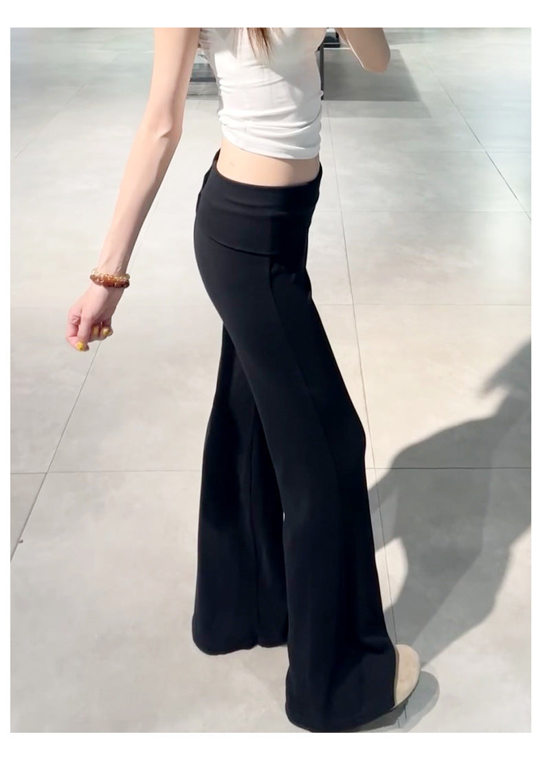 Women High‑Waist Stretch Knit Flare Casual Pants