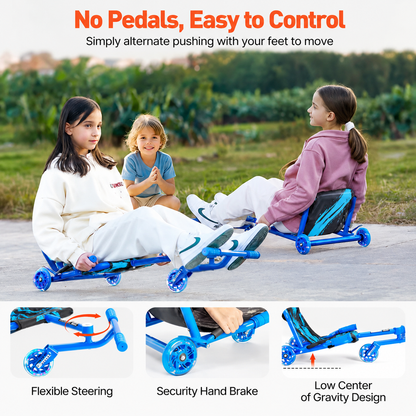 🛴 Kids' Swing Scooter – Adjustable Steel Wiggle Scooter, Hand Brake, 150 LB Capacity, Ages 4+ 🎁