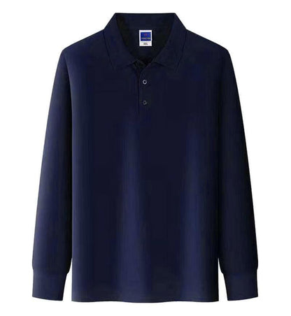 Men Classic Long Sleeve Polo Shirt | Lapel Collar Business Casual Solid Top